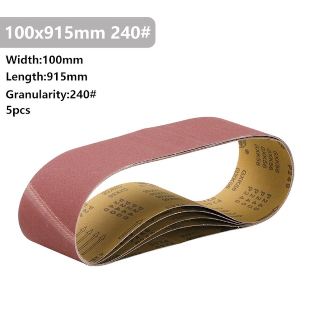 5Pcs 915x100mm 40 to 400 Grit Sanding Belt for Flush Belt Machines Polishing Grind Machine