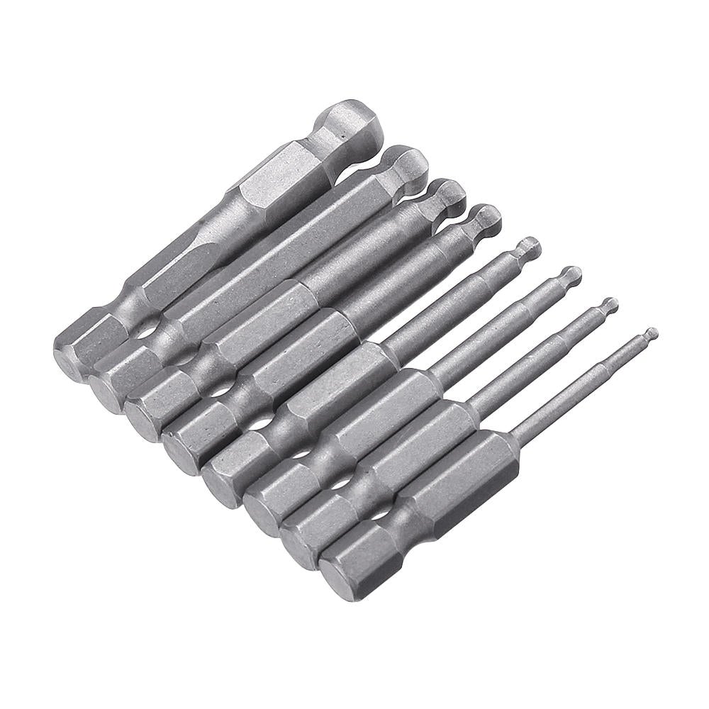 8pcs 50mm S2 Magnetic Ball Screwdriver Bits H1.5/2/2.5/3/4/5/6/8 Screwdriver Hex Shank