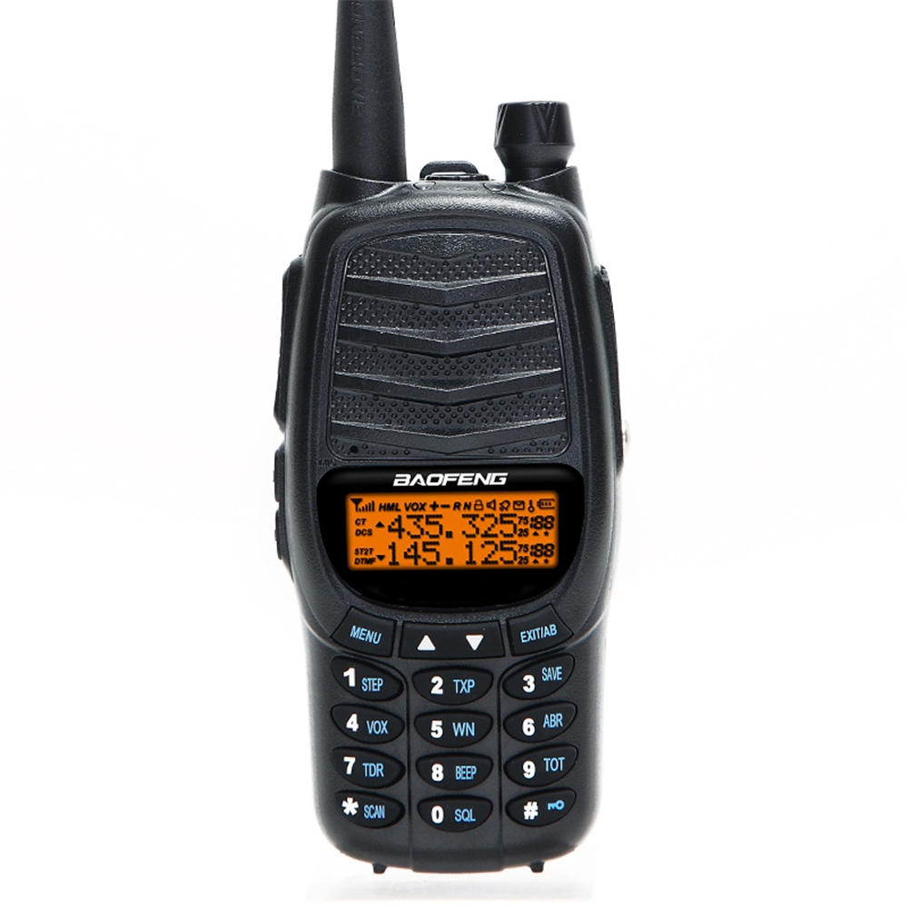 Walkie Talkie Triple 10W Dual PTT VHF UHF Dual Band Ham CB Radio Two Way Audio Black