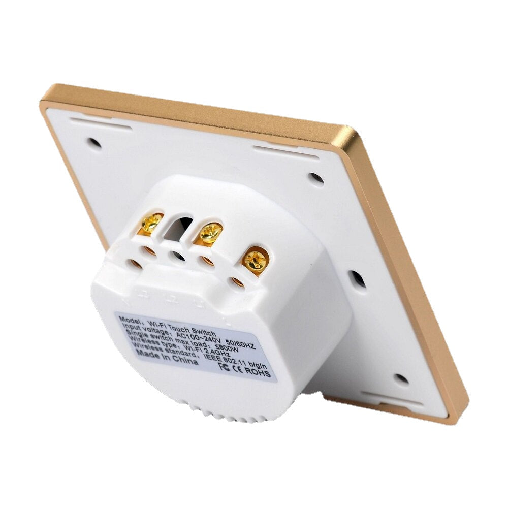 Wifi 2Gang Smart Switch EU Standard Metal Frame Wire Drawing Light Control Switch 100-240V 2.4 GHz