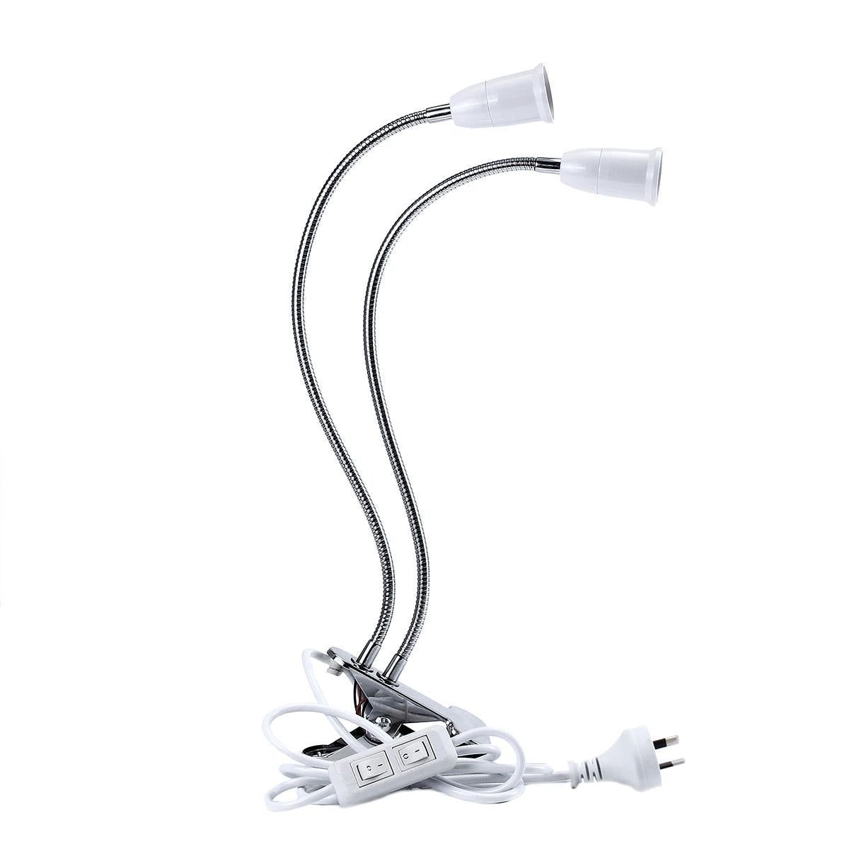 40CM E27 Flexible Dual Head Clip Lampholder Bulb Adapter with On/off Switch for LED Grow Light