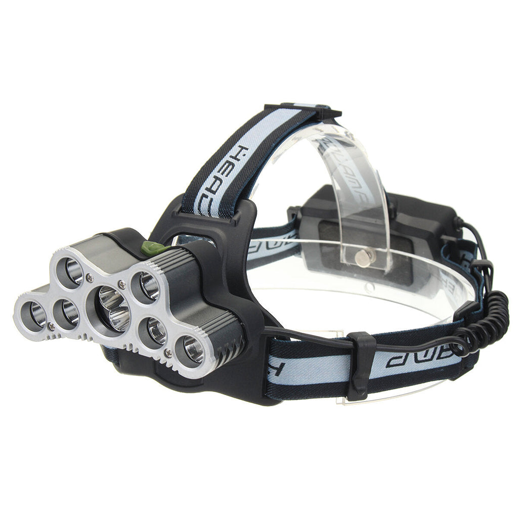 6-Modes 7xT6+2xQ5 LED Head Lamp USB Rechargeable Camping Head Torch With SOS Whistle Function