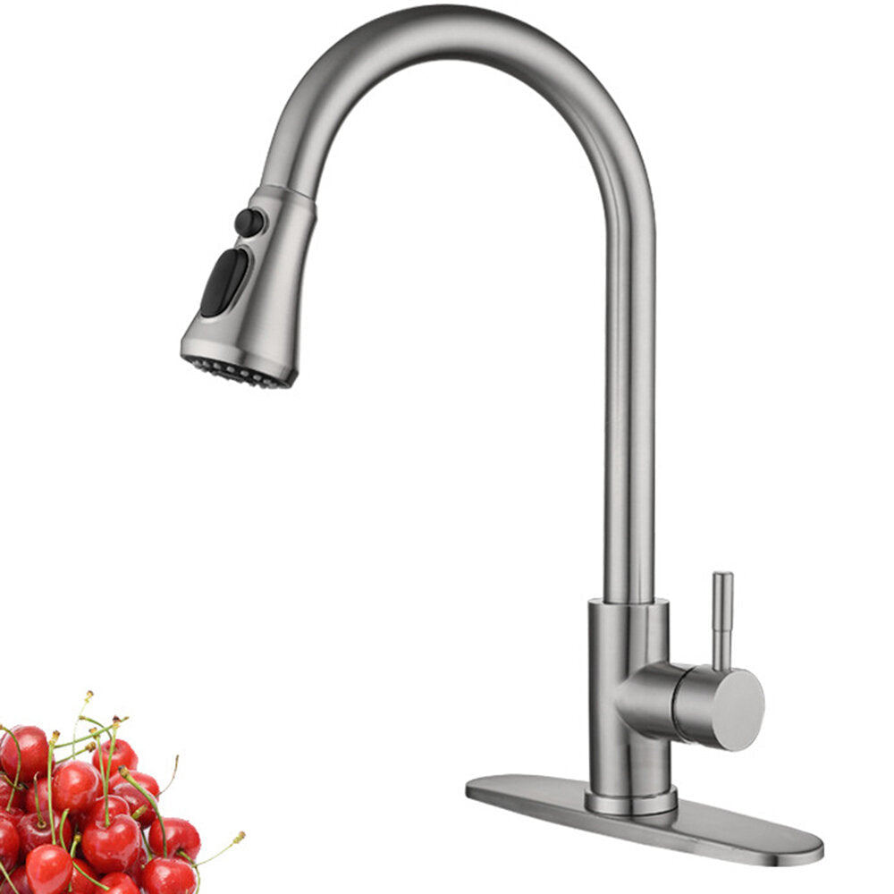 Kitchen Faucet With Pull Down Sprayer Unique 3 Water Effect High Arc Brushed Nickel Finish Stainless Steel Single Handle Out Sink Tap