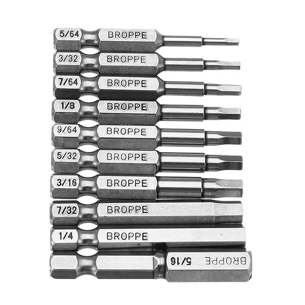10pcs SAE 5/64-5/16 Inch Hex Head Screwdriver Bit 1/4 Inch Hex Shank Magnetic Screwdriver Bit