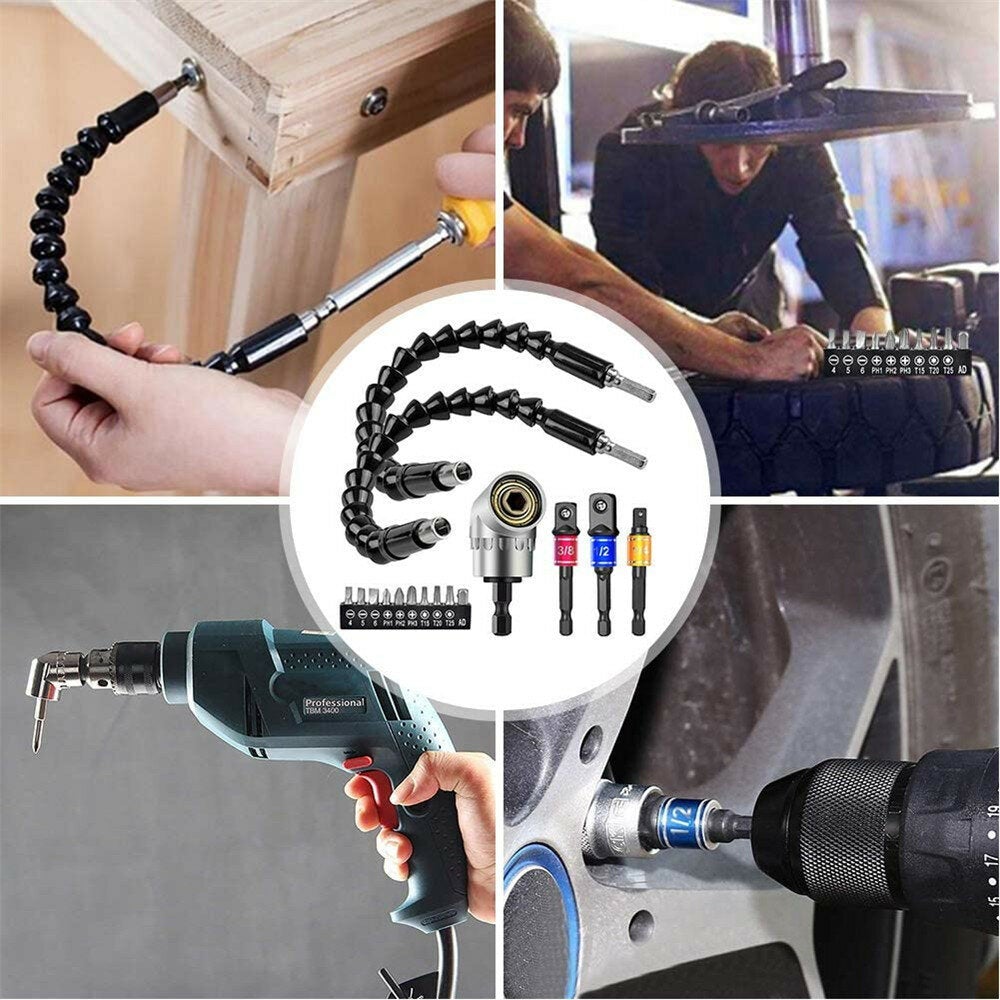 16Pcs/Set Flexible Drill Extension Hex Shank Drill Nut Driver Bit Set