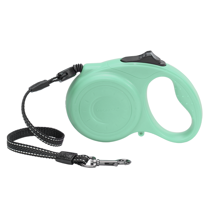 Reflective Retractable Dog Leash, One Button Brake & Lock Anti-Slip Handle, Strong Nylon Ribbon Tape