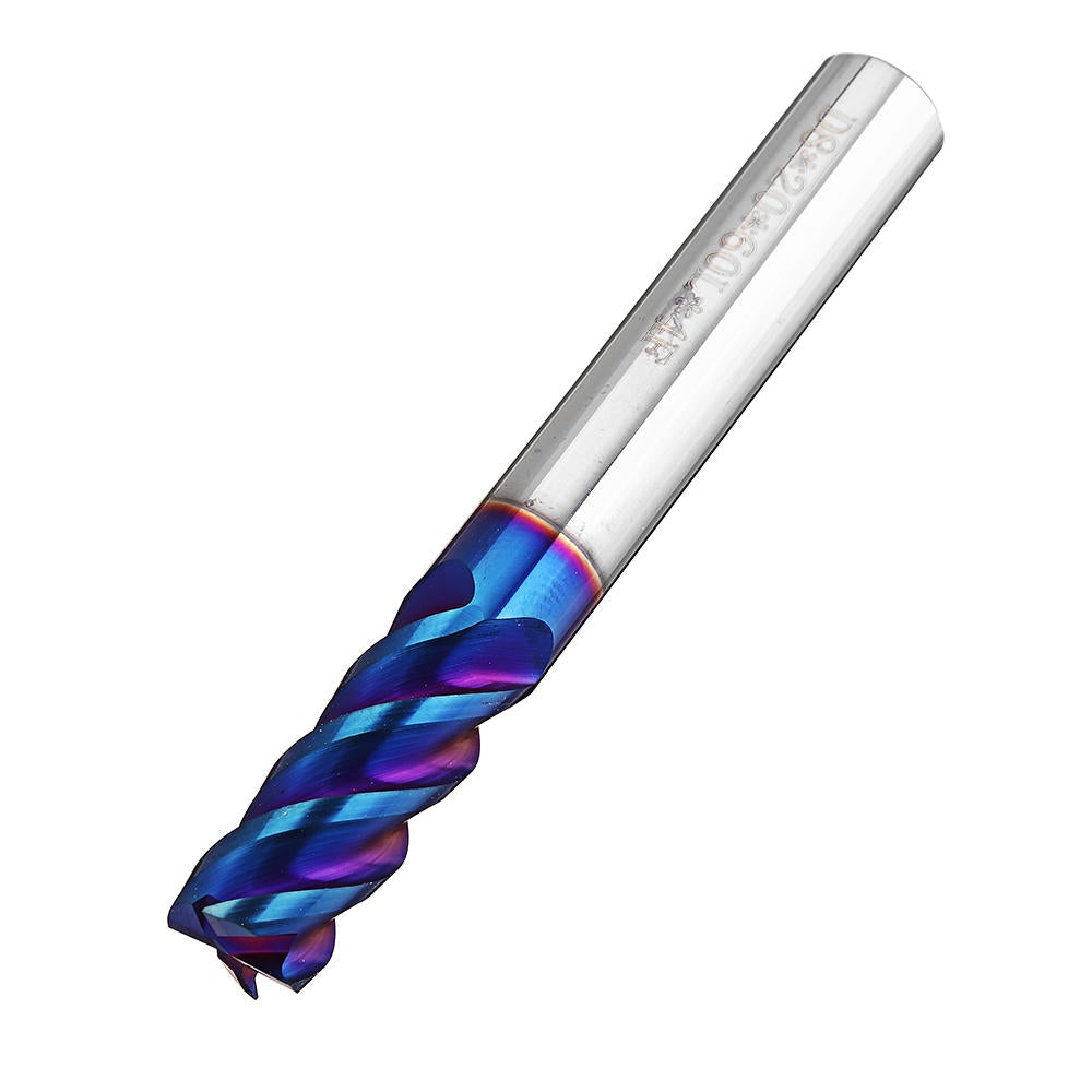 HRC60 5/6/8mm 4 Flutes Blue NACO Coated Tungsten Carbide Milling Cutter CNC Tool