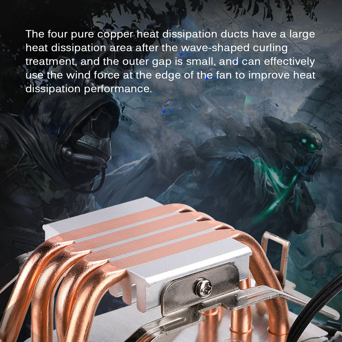 12CM 1300RPM 4 Copper Tube RGB Color Change CPU Cooling Fan Intelligent Speed Regulation