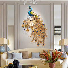 3D DIY Peacock Wall Clock Metal Modern Digital Home Office Bedroom Decoration