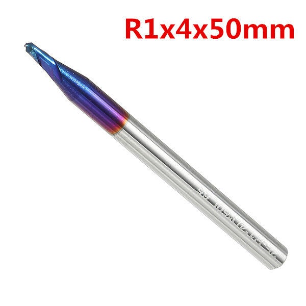 R0.5-R3 2 Flutes Tungsten Carbide End Mill HRC65 NACO Coated Ball Nose Cutter