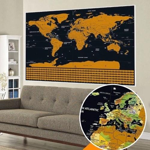 Scratch Off World Map Interactive Vacation Poster World Travel Maps For Home Office Decoration