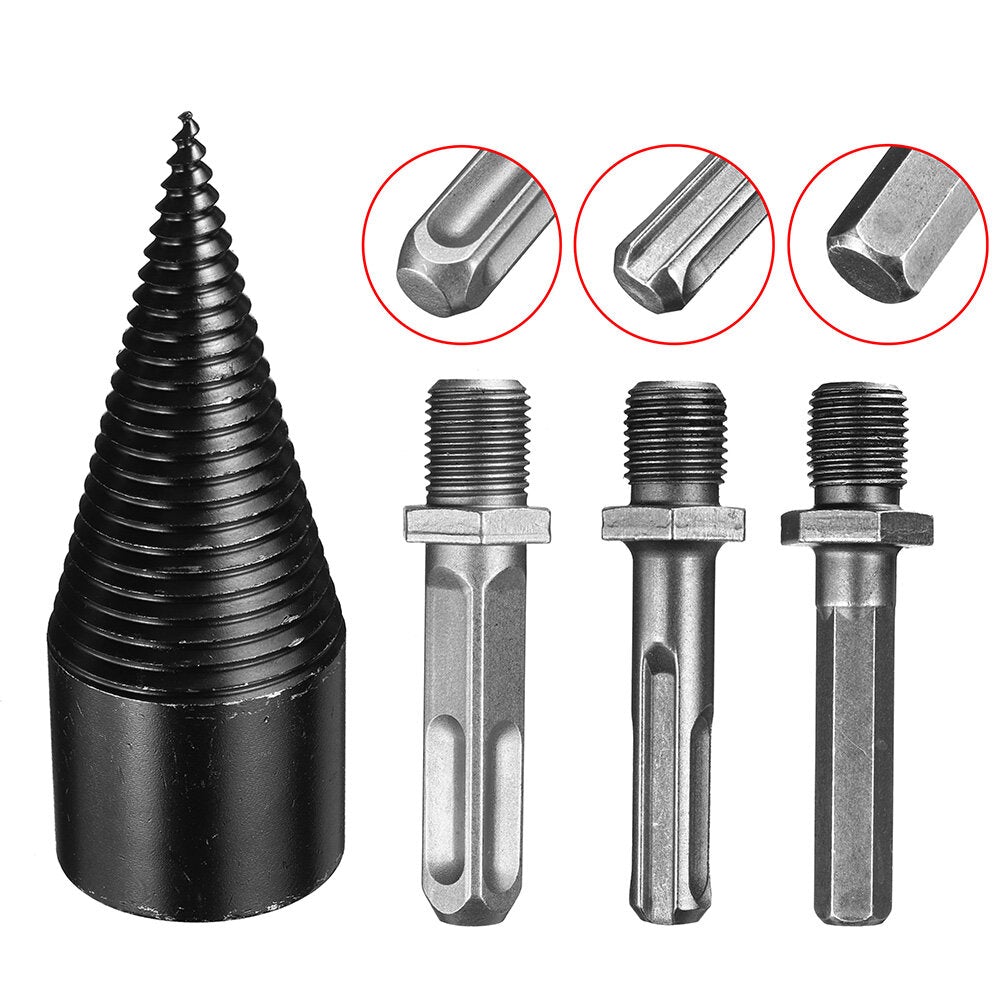1Pc 42mm HSS Round/Square/Hexagonal Shank Firewood Drill Bit Splitter Wood Split Cone Drill Bit For Tree Cutting