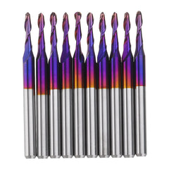 10pcs 3.175mm Shank 2mm End Mill Blue Coated Spiral Ball Nose CNC Milling Cutter
