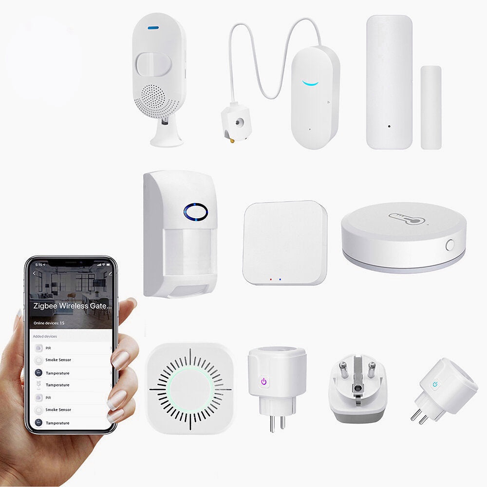 Smart Home Device Security Set WIFI Smart Plug Door Sensor Water Leak Sensor Smoke Sensor Smart Home Set work