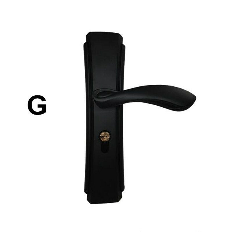 Matte Black Aluminum Door Lock Mechanical Interior Handle Cylinder Lever Latch Home Security Mute Locker With Keys