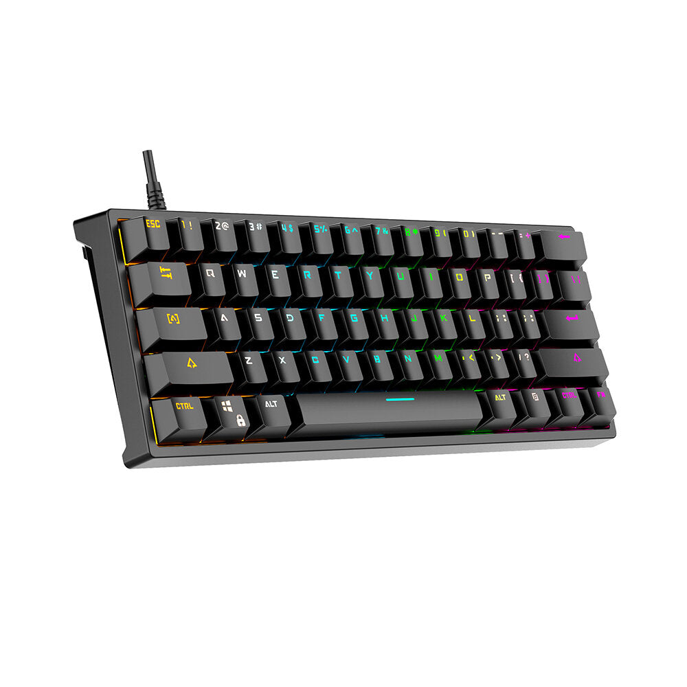 Mechanical Keyboard 61 Keys Compact Blue Switch Cherry Profile RGB Backlit USB Wired Waterproof Gaming Keyboard