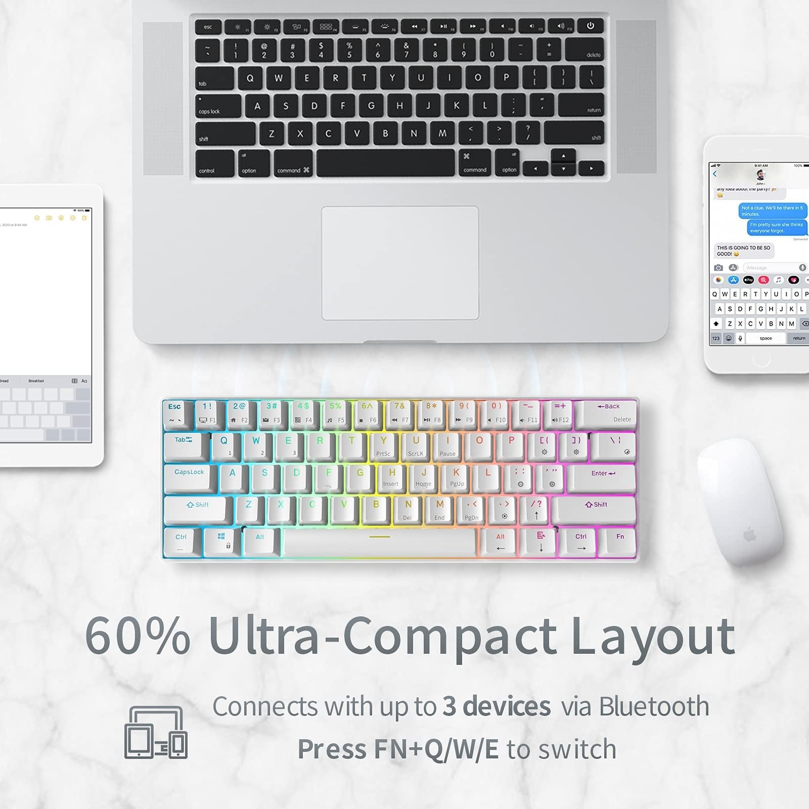 Triple Mode Mechanical Keyboard 2.4Ghz Wireless/Bluetooth/Wired 61 Keys RGB Hot Swappable Gaming Keyboard With Software For Mac/Win