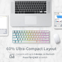 Triple Mode Mechanical Keyboard 2.4Ghz Wireless/Bluetooth/Wired 61 Keys RGB Hot Swappable Gaming Keyboard With Software For Mac/Win
