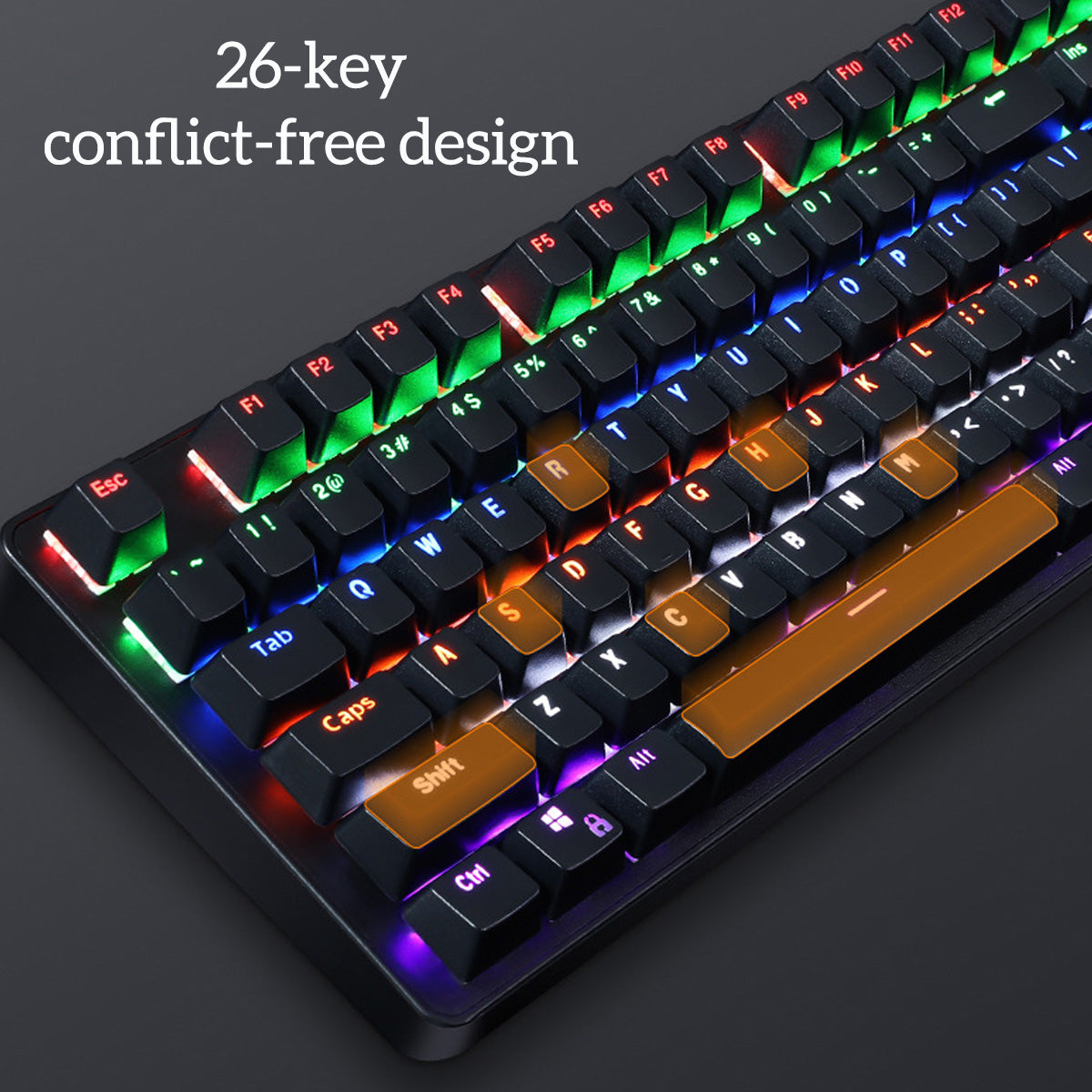 Wired Mechanical Keyboard Blue Switch 104-Key Suspended Keycaps RGB Backlit Mechanical Gaming Keyboard