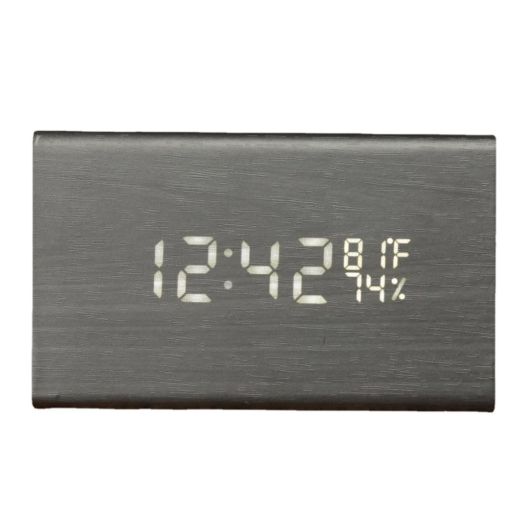 Voice-activated Triangle Alarm Clock Humidity Temperature Sensing Wooden Desk Clock LED Digital Display Alarm Clock