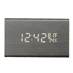 Voice-activated Triangle Alarm Clock Humidity Temperature Sensing Wooden Desk Clock LED Digital Display Alarm Clock