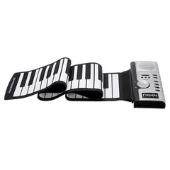61 Keys Foldable Portable Roll Up Electronic Piano 128 Tones Headphone Output with USB Power Cord