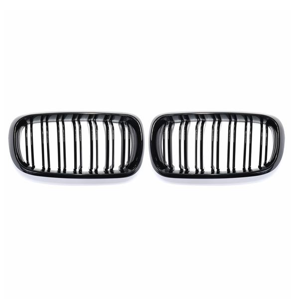 Gloss Black Front Sport Grill Grille Double Line