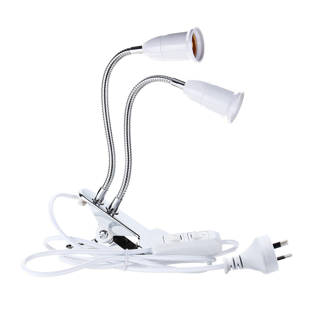 20CM Tube Dual Head Clip Lamp Holder Bulb Adapter with Switch for E27 LED Grow Light