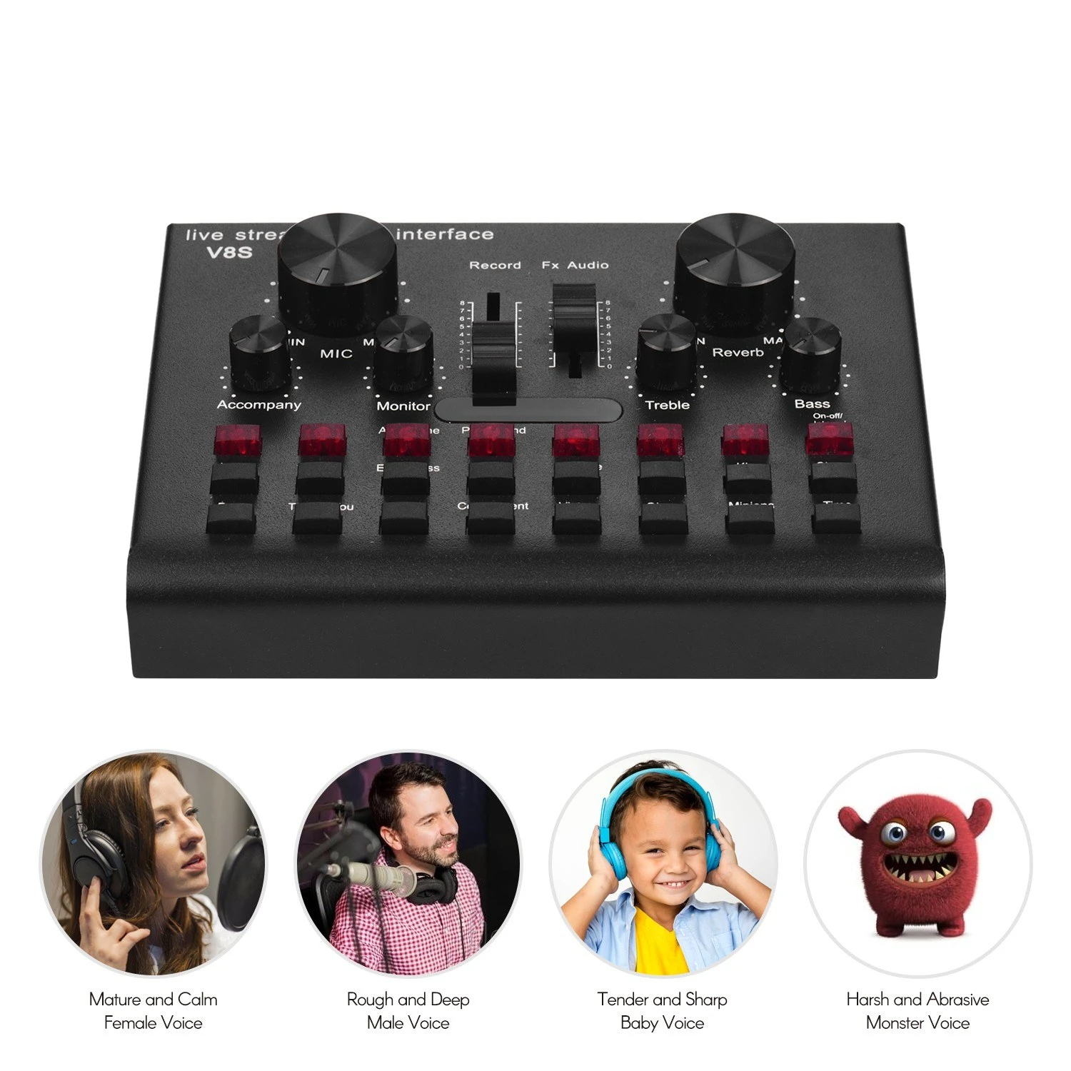 Multifunctional Live Streaming Sound Card USB Audio Interface Mixer Voice Device