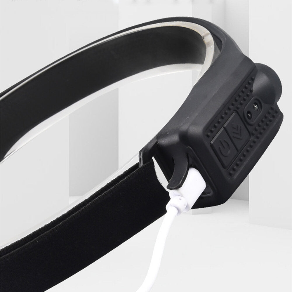 2XPE+COB Induction Headlight 1200mAh 270 Wide Range 350LM 5 Lighting Modes Type-C Rechargeable Head Torch
