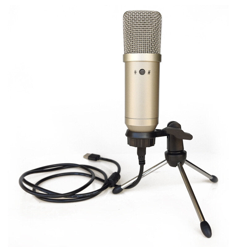 Professional Universal HD Live Streaming USB Condenser Wired Microphone with Sound Card Tripod Stand for Samsung PC Laptop