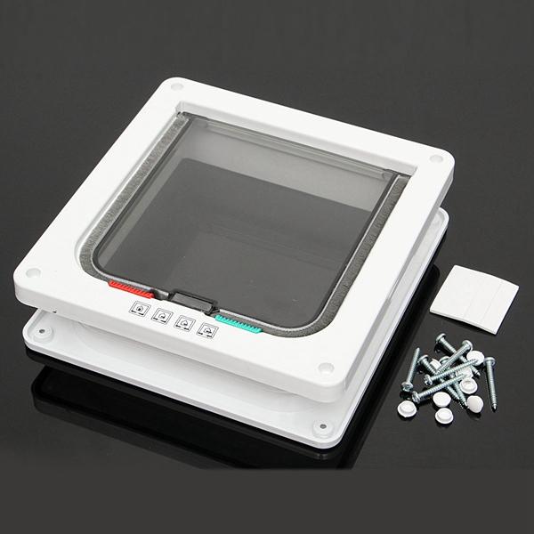 Medium Small White Pet Cat Puppy Dog Supplies Lock Frame Safe Security Flap Door Gate Pet Supplies