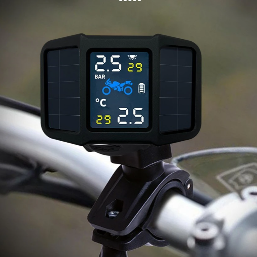 Tire Pressure Monitoring System TPMS Solar Power with 2 External Sensors Real-time Display Temperature