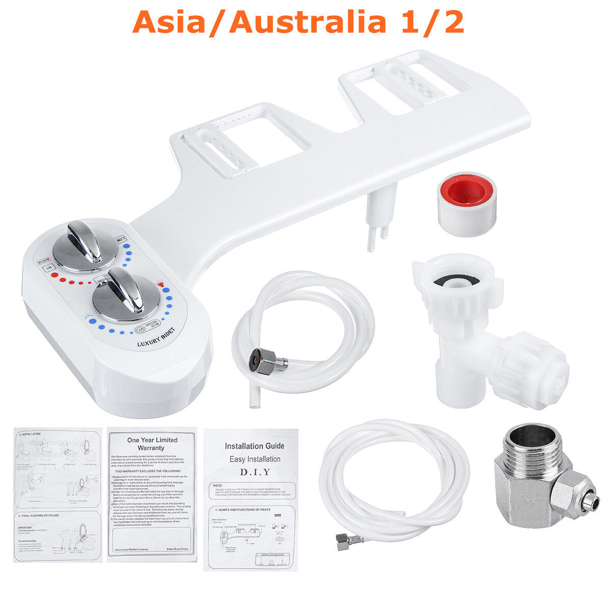 Toilet Seat Attachment Water Spray Non-electric Cold/Hot Adjustable Dual Nozzle