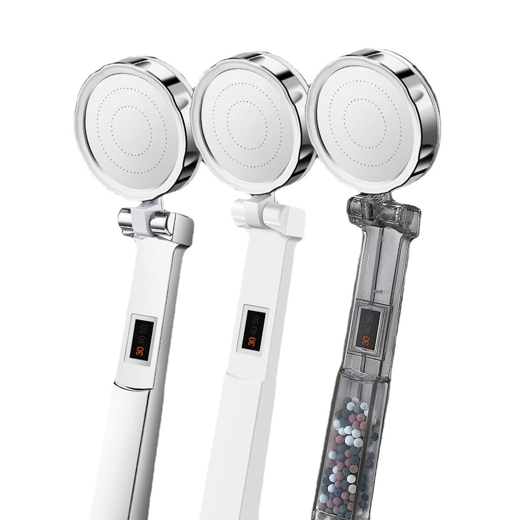 Clamshell Hand Held Digital Shower Head Back Cover Rubbing 3-Level Temperature Display