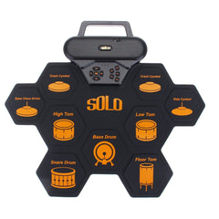 4.5V Portable Electronic Roll Up Drum Set with Drumsticks and Sustain Pedal for Beginner