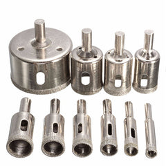 10pcs 8-25-50mm Diamond Hole Saw Drill Bit with Cutter Guide Jig Fixture for Glass Porcelain Ceramic Granite Stone
