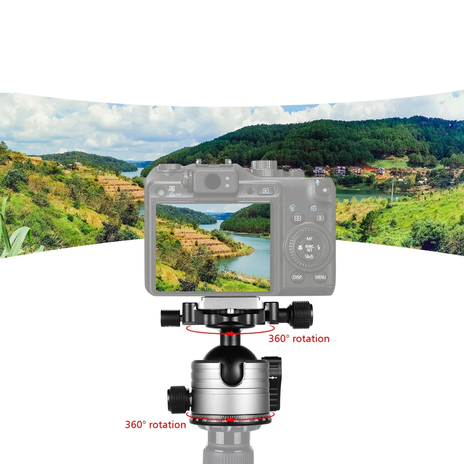 CNC Dual Panoramic Ball Head Low Center of Gravity Single U Notch Design with 1/4 Inch Screw Mount