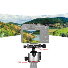 CNC Dual Panoramic Ball Head Low Center of Gravity Single U Notch Design with 1/4 Inch Screw Mount