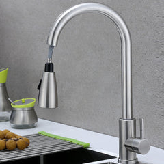 Pull Silver Ramen Basin Tap Pull-Type Stainless Steel Hot And Cold Water With Two Tube