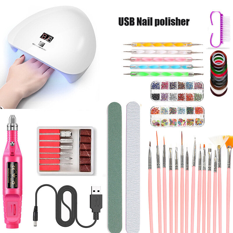 45W Intelligent Induction Nail UV Phototherapy Lamp Nail Polishing Set