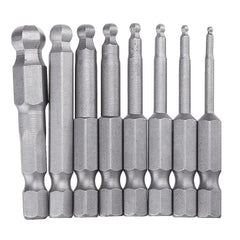 8pcs 50mm S2 Magnetic Ball Screwdriver Bits H1.5/2/2.5/3/4/5/6/8 Screwdriver Hex Shank