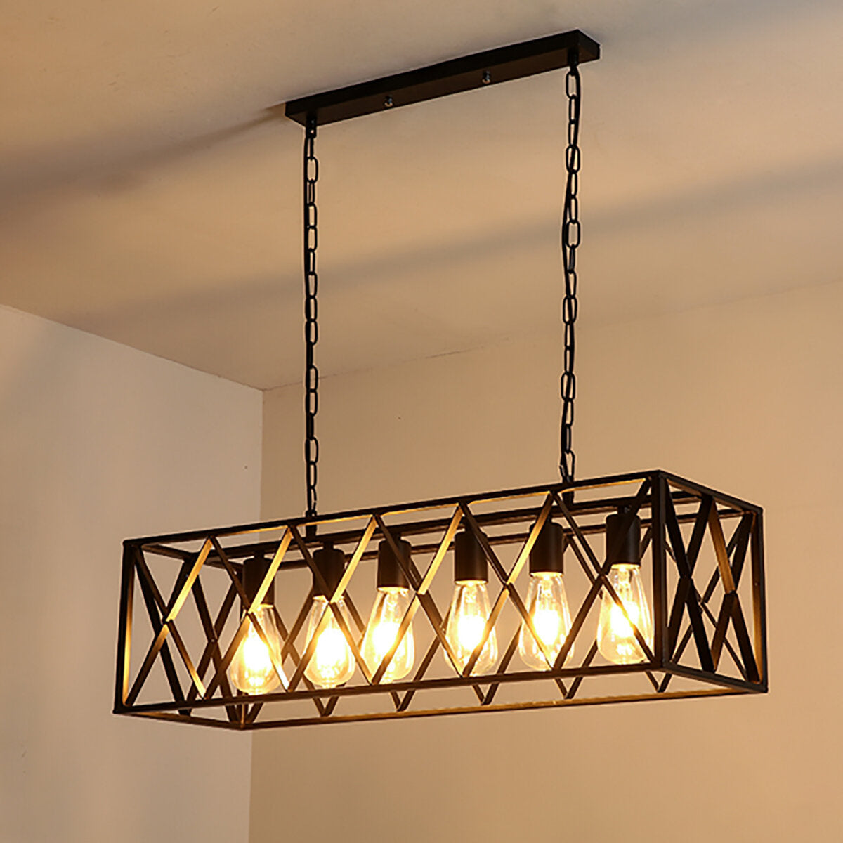 85-265V Industrial Kitchen Pendant 4/6-Light Chandelier Ceiling Lamp Fixture Decor Without Bulb