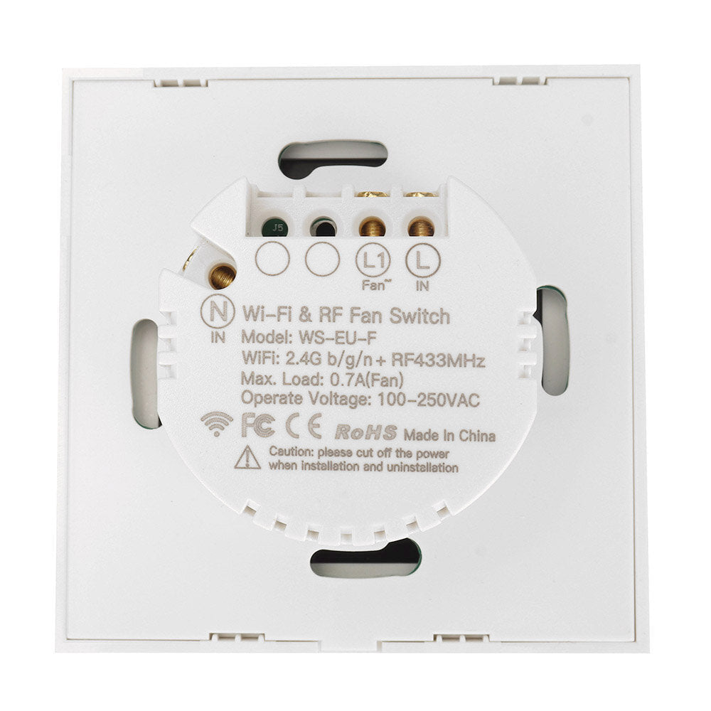 Black WiFi+RF433 Smart EU Ceiling Fan Switch Smart Life/Tuya App 2/3 Way Control Wireless Remote Control Works with Alexa and Google