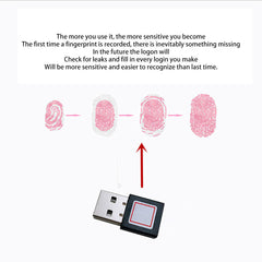 Mini Fingerprint Recognition Logger USB2.0 Smart ID 360 Full Angle Identification Adapter For Windows 10 32/64Bit Fingerprint Encryption Login