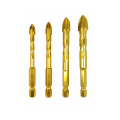 4/6/8Pcs 1/4 Inch Hex Shank Twist Glass Bits Set Titanium Ceramic Drilling 6-12mm Tile Concret Cross Tip Hole Bit
