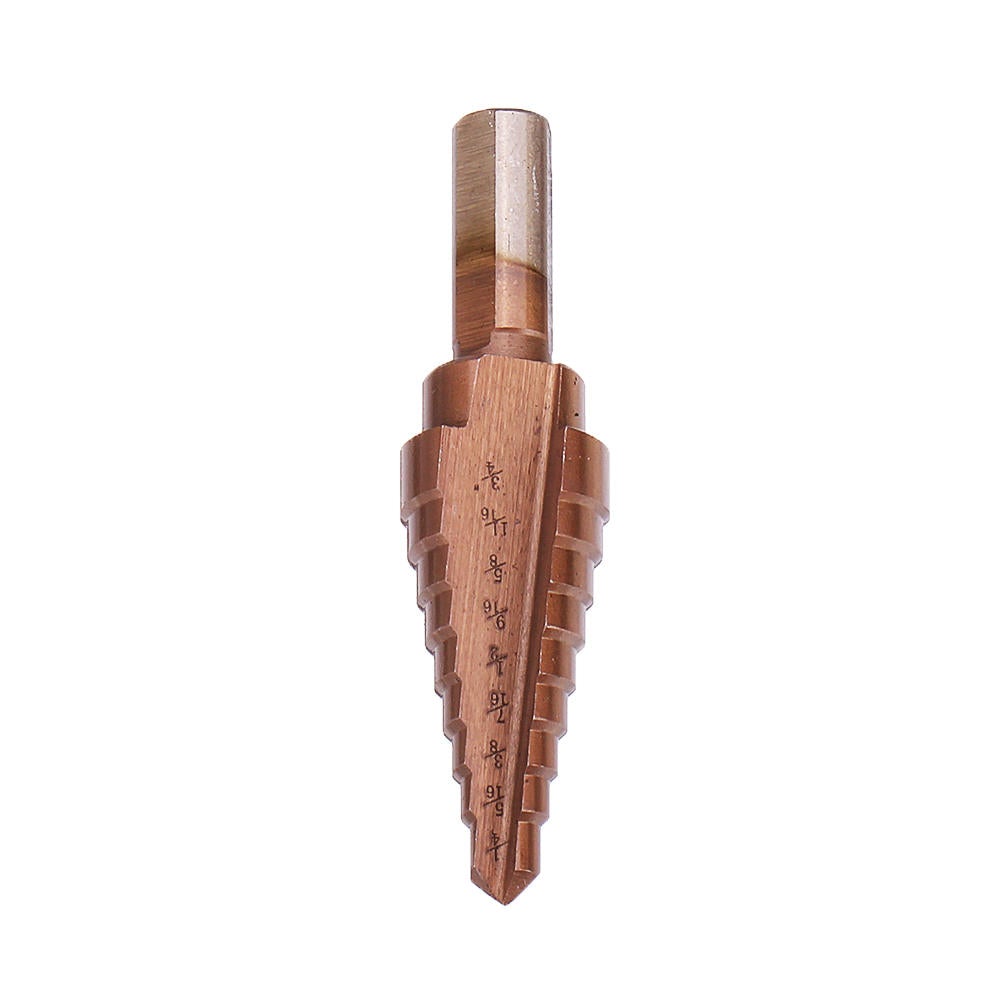 6Pcs HSS Bronze Coated Step Drill Bit With Center Punch Set Hole Cutter Drilling Tool