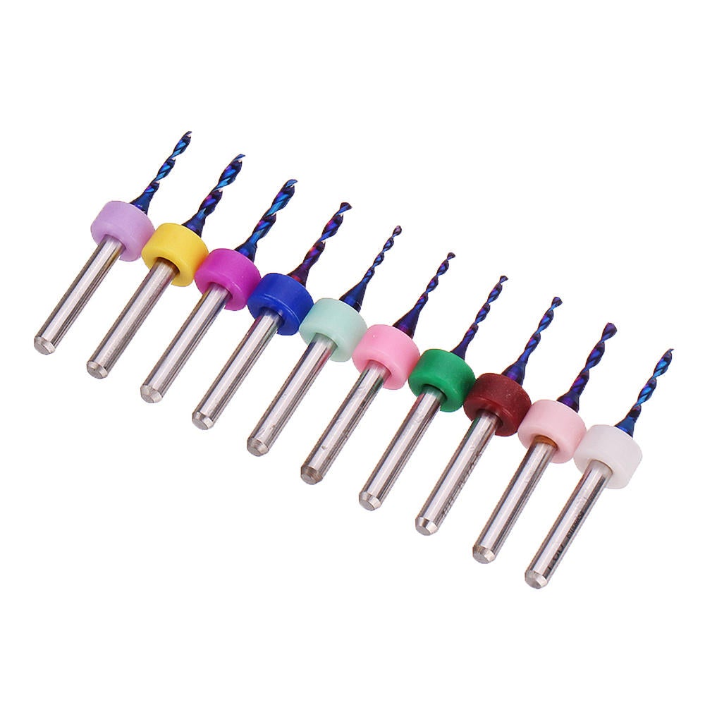 10pcs Upgrade 0.1-2mm Blue NACO Coating PCBCNC Drill Bit for Circuit Boards PCB Drill Bit