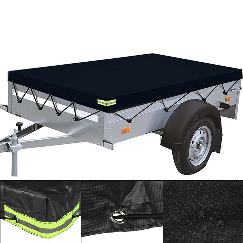 600D Trailer Cover Heavy Duty PVC Waterproof Windproof Dust Protector With Rubber Belt 120-140 cm