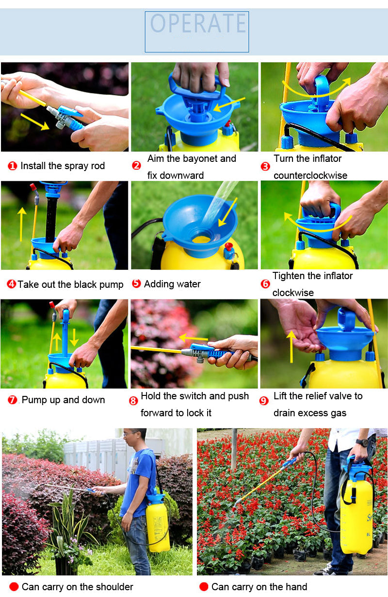 5L Air Pressure Sprayer Hose Adjustable Nozzle Sprayer Bike Bicycle Cycling Cleaning Tools
